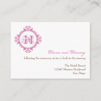 Vintage decay pink wedding reception enclosure card