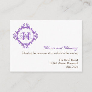 Vintage decay purple wedding reception enclosure card