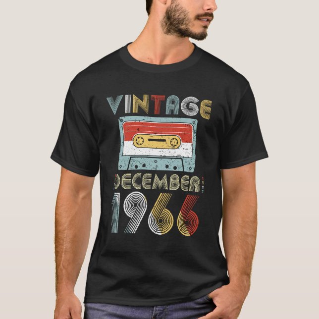 Vintage December 1966 Birthday Cassette Tape T-Shirt (Front)