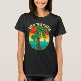 Vintage Deck The Palms Tree Lights Summer Christma T-Shirt