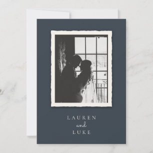Vintage Deckle Edge Photo Wedding Invitation