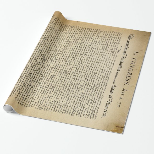 Vintage Declaration of Independence Wrapping Paper (Unrolled)