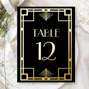 Vintage Deco Black Gold Foil Table Numbers