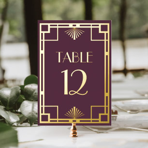 Vintage Deco Burgundy Gold Foil Table Numbers