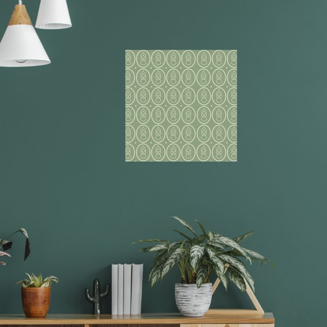 Vintage Deco Style Poster Green/ Ecru (Living Room 1)