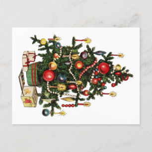 Vintage Decorated Christmas Tree Announcement Postcard