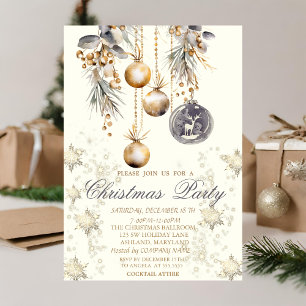 Vintage Decoration Balls Snowflakes Company  Invitation
