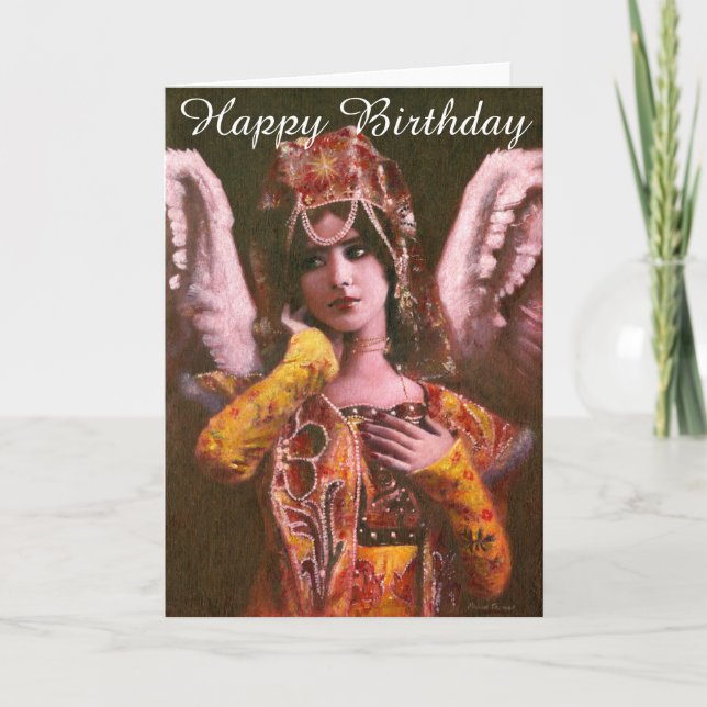 Vintage Decorative Angel Birthday Card (Front)