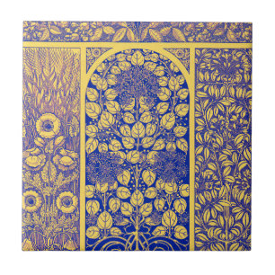 Vintage Decorative Botanical Art Nouveau Pattern Tile