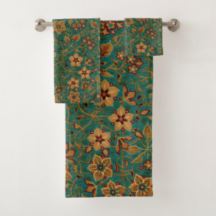 Vintage Decorative Floral Rug Pattern Bath Towel Set