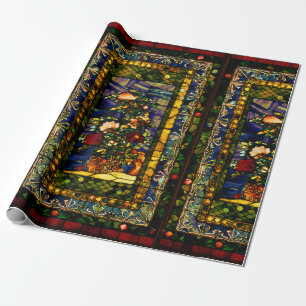 Vintage Decorative Floral Stained Glass Wrapping Paper