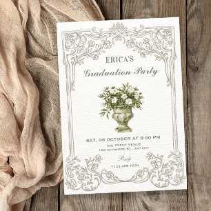 Vintage decorative French Toile graduation Invitation