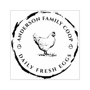 Vintage Decorative Hand-drawn Chicken Egg Carton   Rubber Stamp