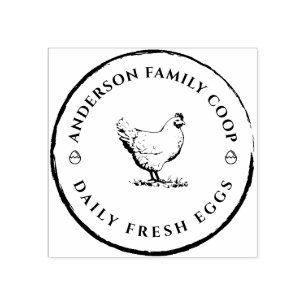 Vintage Decorative Hand-drawn Chicken Egg Carton   Rubber Stamp