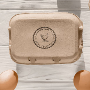 Vintage Decorative Hand-drawn Chicken Egg Carton   Rubber Stamp