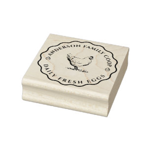 Vintage Decorative Hand-drawn Chicken Egg Carton  Rubber Stamp