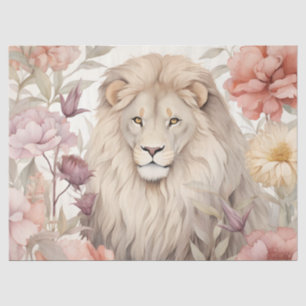 Vintage Decoupage Floral Lion Tissue Paper