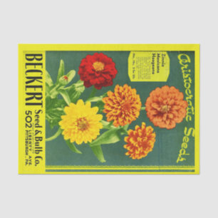 Vintage Decoupage Floral Seed Packet Inspired Tissue Paper