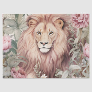Vintage Decoupage Pastel Floral Lion Tissue Paper