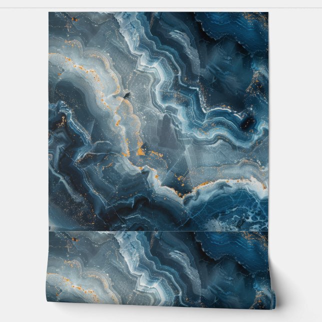 Vintage Deep Blue Marble Texture 2 Wallpaper (Unrolling)