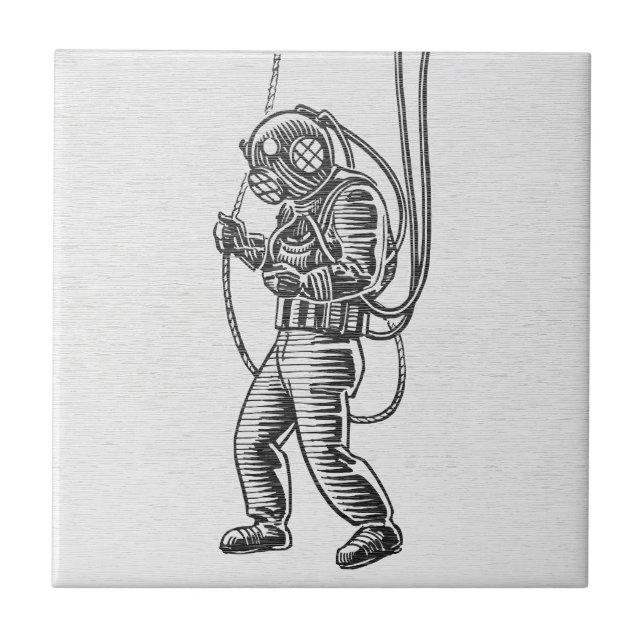 Vintage Deep Sea Diver Ceramic Tile (Front)
