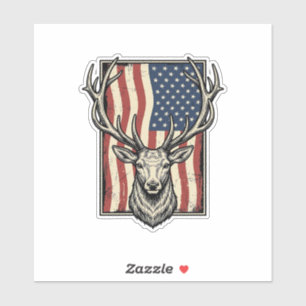 Vintage Deer American Flag Hunting Shirt Design_1