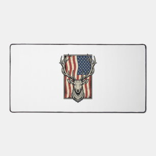 Vintage Deer American Flag Hunting Shirt Design_1 Desk Mat