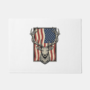 Vintage Deer American Flag Hunting Shirt Design_1 Doormat