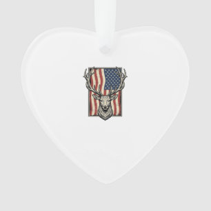 Vintage Deer American Flag Hunting Shirt Design_1 Ornament