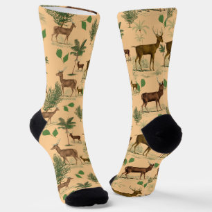 Vintage Deer And Trees Socks