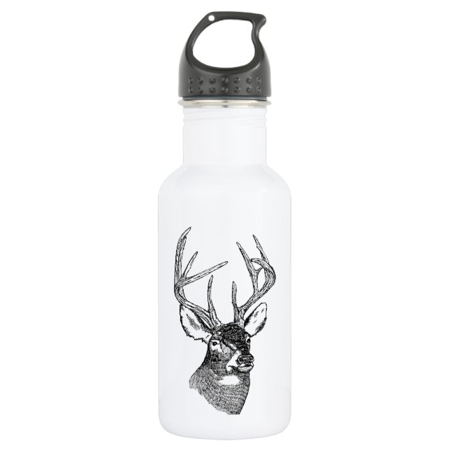Vintage deer art graphic 532 ml water bottle (Front)