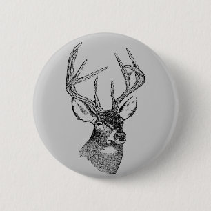 Vintage deer art graphic 6 cm round badge