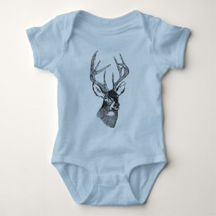 Vintage deer art graphic baby bodysuit
