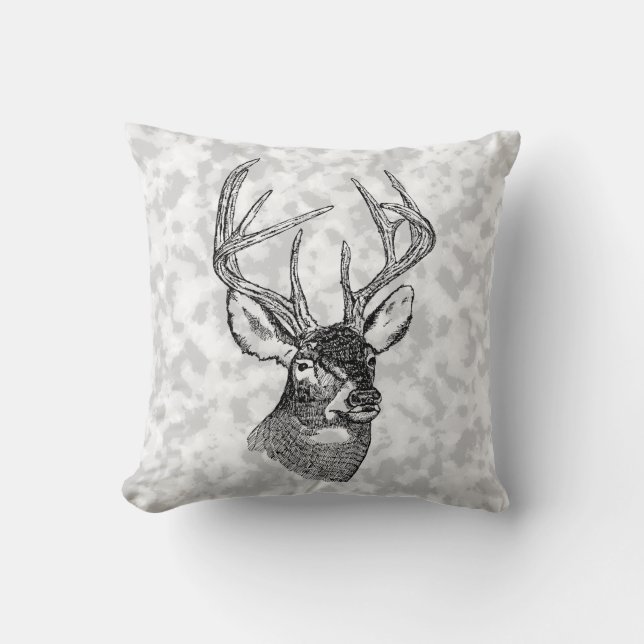 Vintage deer art graphic cushion (Front)