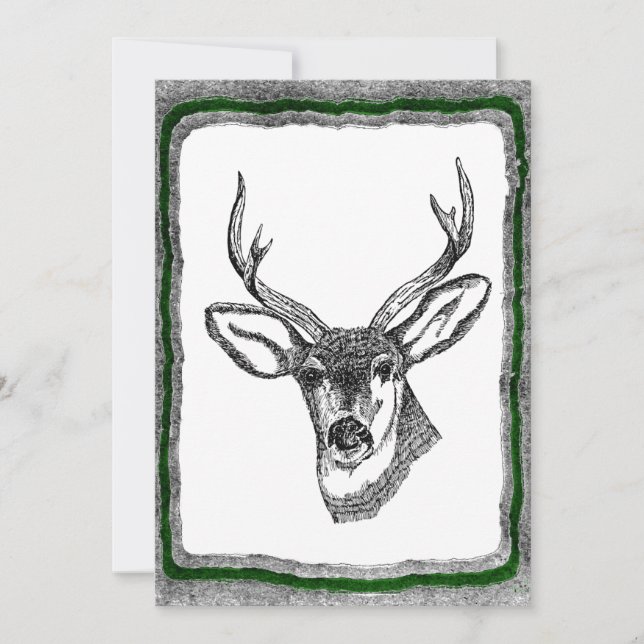 Vintage Deer art retirement invitation template (Front)