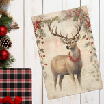 Vintage Deer Christmas Winter Aged Decoupage<br><div class="desc">This design may be personalised by choosing the Edit Design option. You may also transfer onto other items. Contact me at colorflowcreations@gmail.com or use the chat option at the top of the page if you wish to have this design on another product or need assistance. See more of my designs...</div>