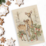 Vintage Deer Christmas Winter Aged Decoupage<br><div class="desc">This design may be personalised by choosing the Edit Design option. You may also transfer onto other items. Contact me at colorflowcreations@gmail.com or use the chat option at the top of the page if you wish to have this design on another product or need assistance. See more of my designs...</div>