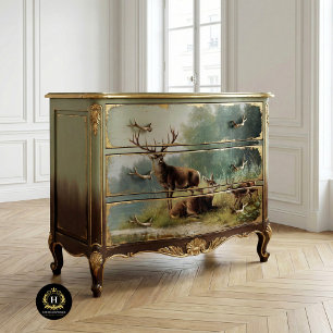 Vintage Deer Furniture Decoupage Tissue Paper