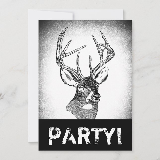 Vintage Deer Hunting art  Invitation (Front)