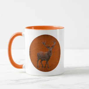 vintage deer in orange nature mug