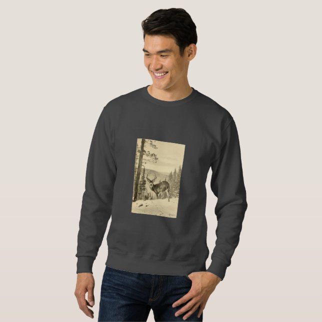 Vintage Deer In Winter Sweatshirt (Front Full)