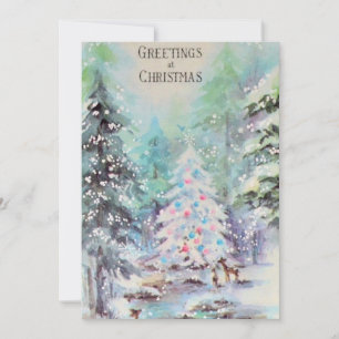 Vintage Deer Out in the snow Holiday Card