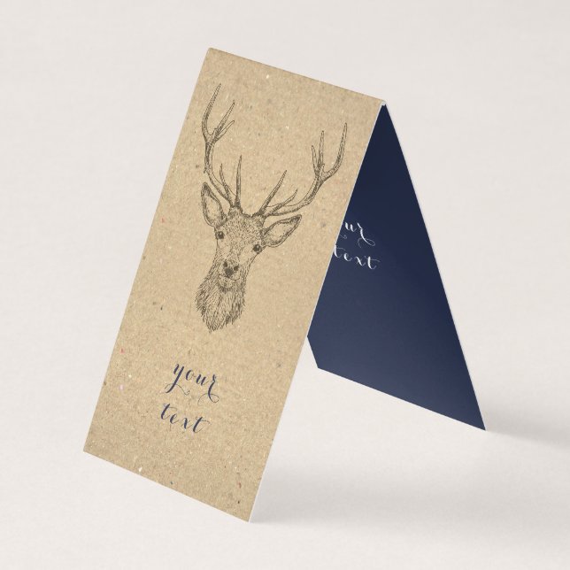 Vintage Deer Scandinavian Christmas Business Card (Front)