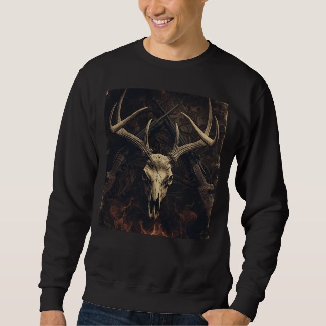 Vintage Deer Skull Camo Hunting Sweatshirt (Front)