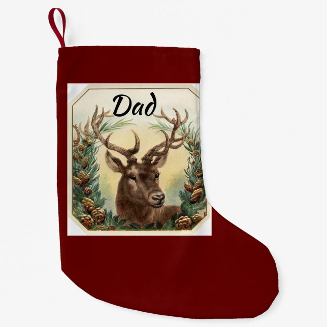Vintage Deer Small Christmas Stocking (Front)