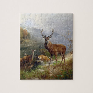 Vintage Deer Stag - Animals Old Illustration Art Jigsaw Puzzle