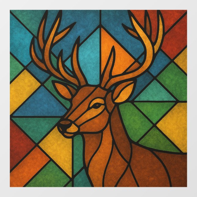 Vintage Deer Tiffany Style Stained Glass Design (Sheet)