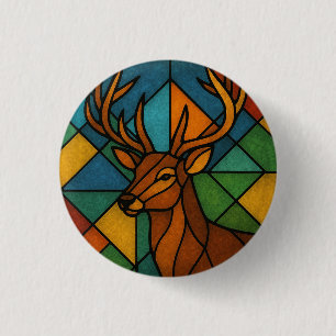 Vintage Deer Tiffany Style Stained Glass Design 3 Cm Round Badge