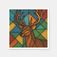Vintage Deer Tiffany Style Stained Glass Design