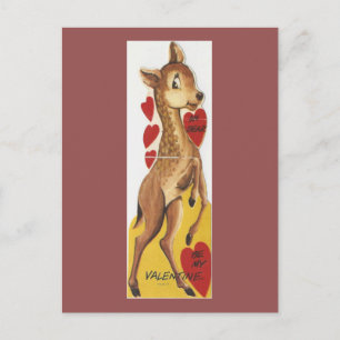Vintage Deer Valentine Holiday Postcard